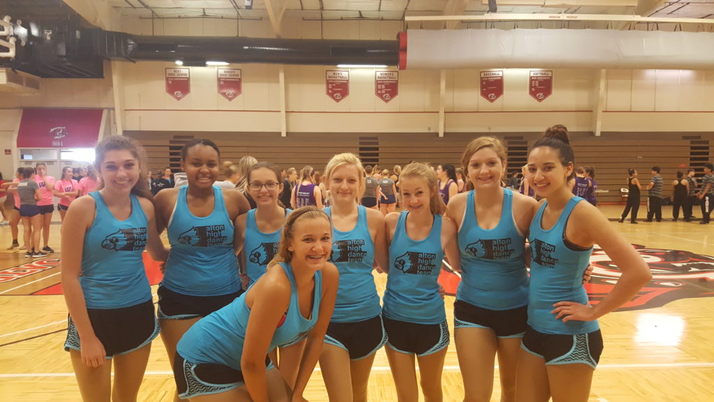 Alton Dance Team in a very cool shade of blue at UDA camp