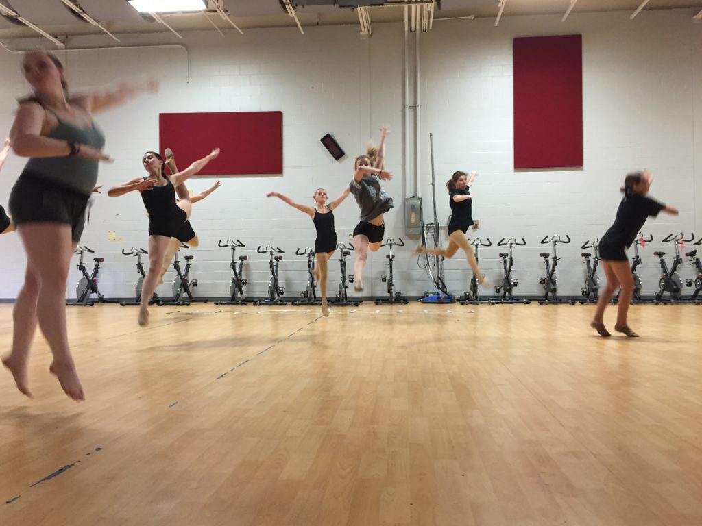 Alton's dancers bringing the art of dance into the school's "multi-purpose room"