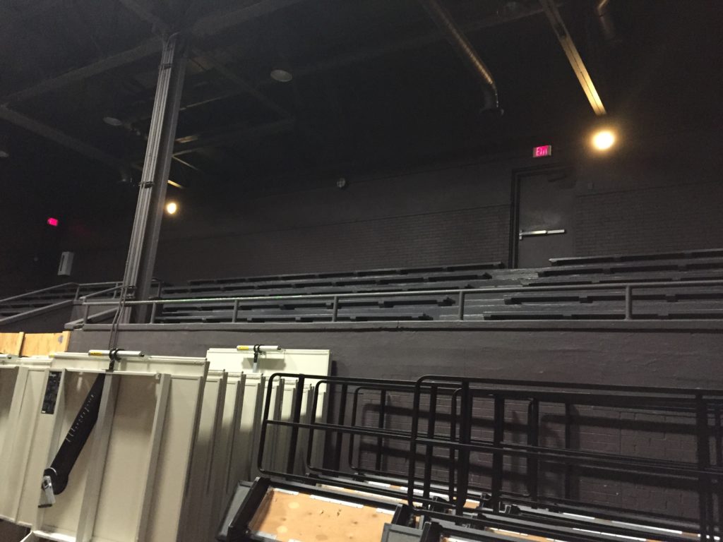 These bleachers now seat fans of York's drama department, and also Coach Baron during winter practices